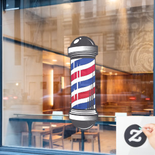 Barbershop Barber Pole Customer Awareness Window Cling