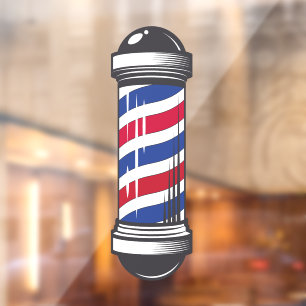 Barbershop Barber Pole Customer Awareness Window Cling