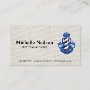 Barbershop   Barber Pole Logo Business Card