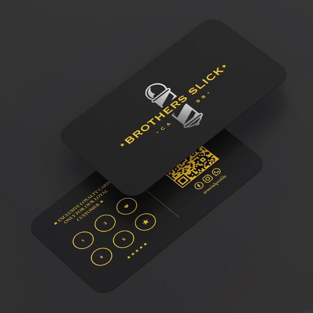 Barbershop Barber Pole Loyalty Yellow Black Business Card (Barbershop Barber Pole Loyalty Yellow Black Business Card
)