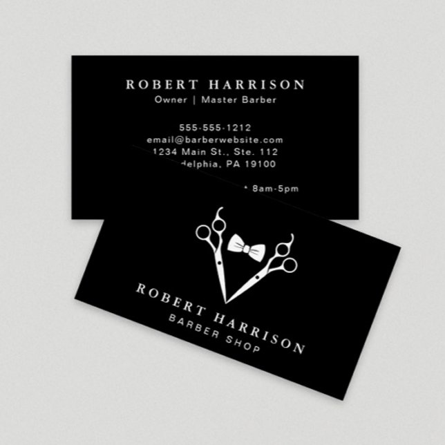 Barbershop Barber Professional Black Business Card (Creator Uploaded)