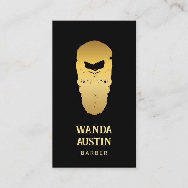 Barbershop Barber Skull Hair Salon black And Gold  Business Card (Front)