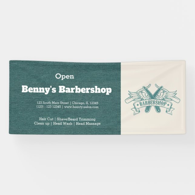 Barbershop blue jeans texture banner (Horizontal)