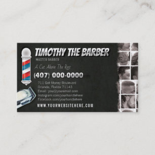 Barbershop Business Card-Barber pole, clippers Card
