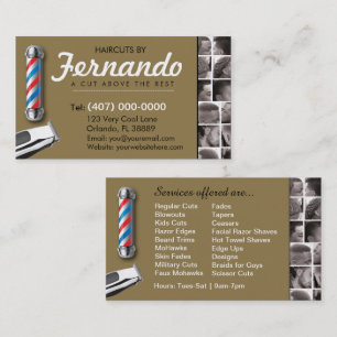 Barbershop Business Card-Barber pole, clippers com Business Card