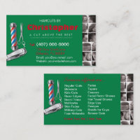 Barbershop Business Card-Barber pole, clippers com