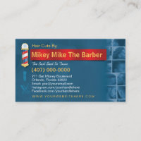 Barbershop Business Card-Barber pole, clippers com