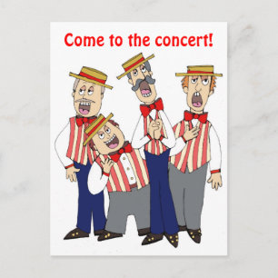 Barbershop Cartoon Quartet Personalize Invitation Postcard
