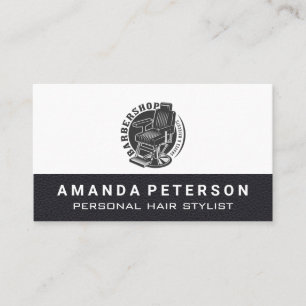 Barbershop Chair Leather Trim Business Card