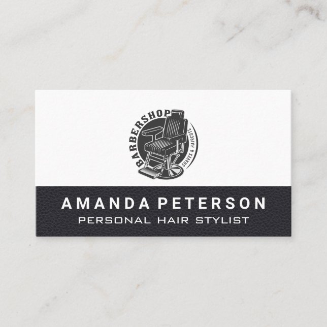 Barbershop Chair | Leather Trim Business Card (Front)