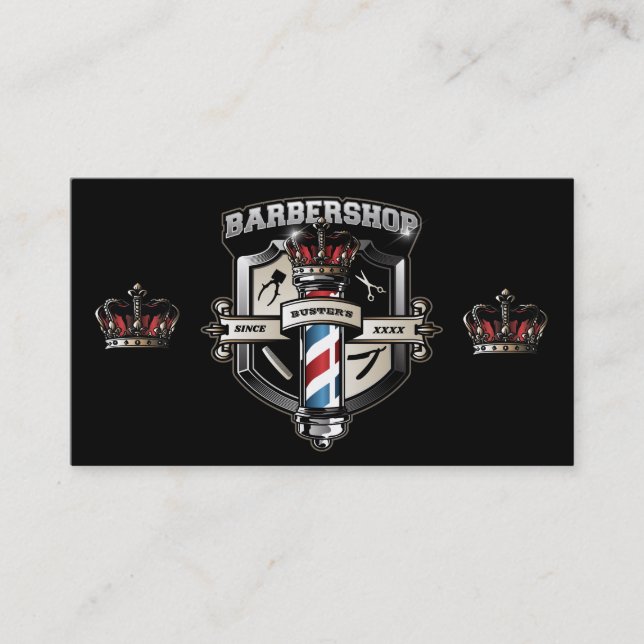 Barbershop Classic Logo Personalize Business Card (Front)