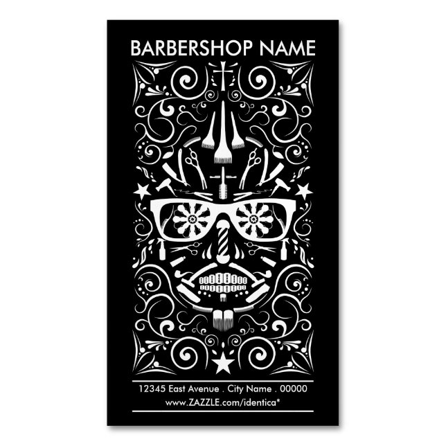 barbershop dia de los muertos 	Magnetic business card (Front Vertical)