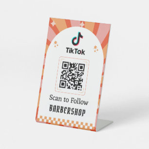 Barbershop Elegant Classic Blue TikTok Follow Pedestal Sign