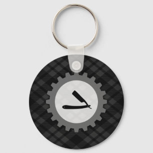 barbershop gear keychain