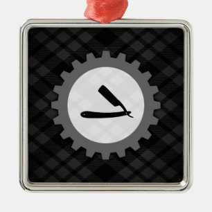 barbershop gear metal ornament