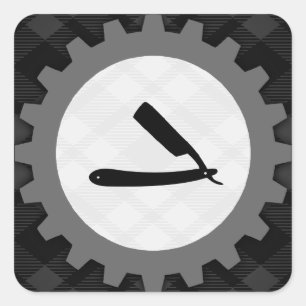 barbershop gear square sticker