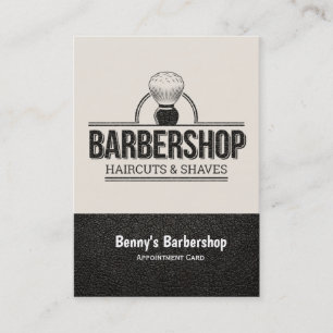 Barbershop leather look appointment card
