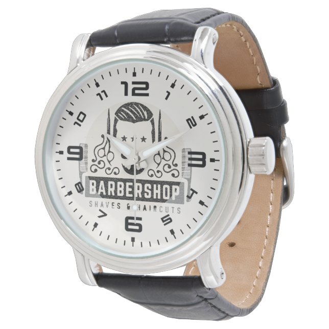 Barbershop leather look watch (Angled)