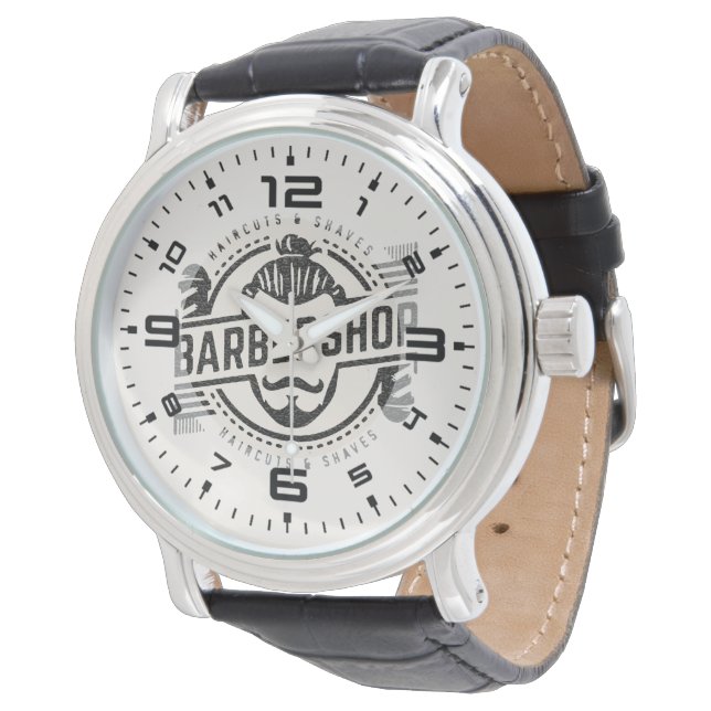 Barbershop leather look watch (Angled)