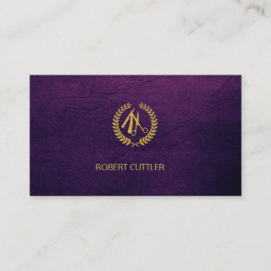 Barbershop luxury purple logo appointment template card