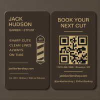 Barbershop Mocha Brown Gold Barber Haircut QR Code