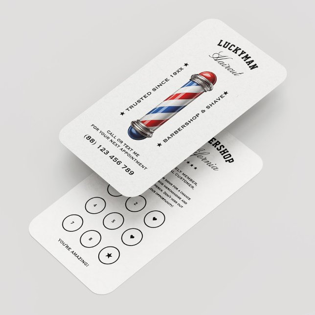 Barbershop Pole Red White Blue Loyalty White Business Card (Barbershop Pole Red White Blue Loyalty White Business Card
)