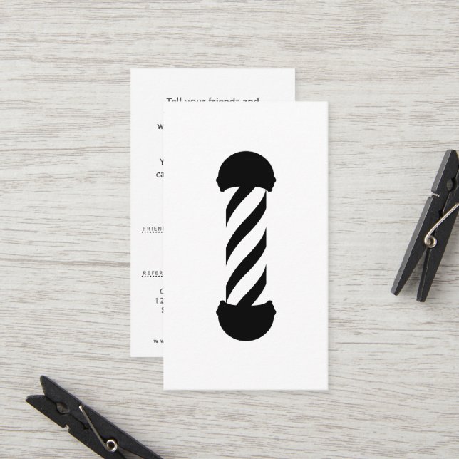 barbershop pole refer a friend referral card (Front/Back In Situ)
