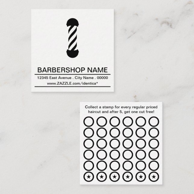 barbershop pole stamp card (Front/Back)