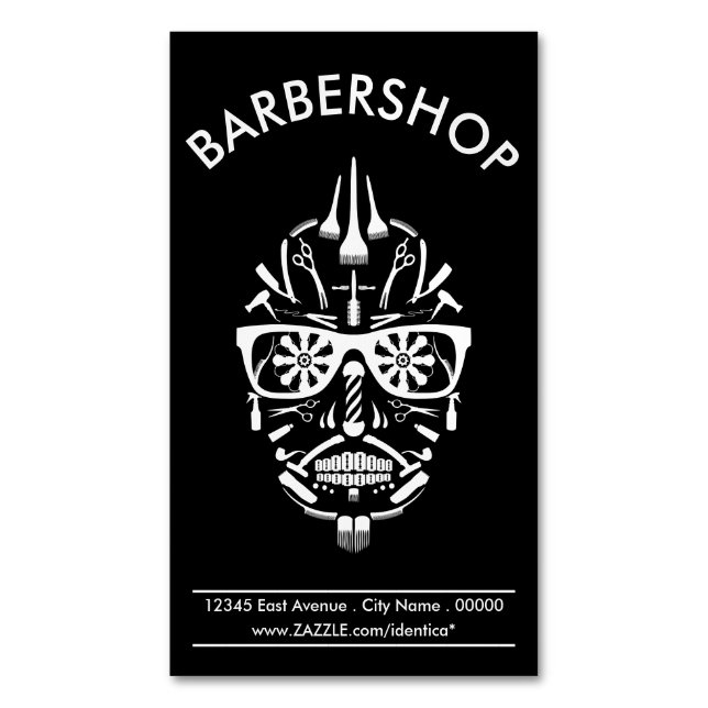 barbershop punk calavera carte de visite magnétiqu (devant Vertical)