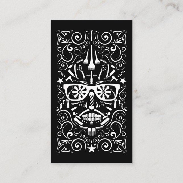 barbershop punk skull punch card (Front)
