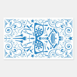 barbershop punk skull sticker