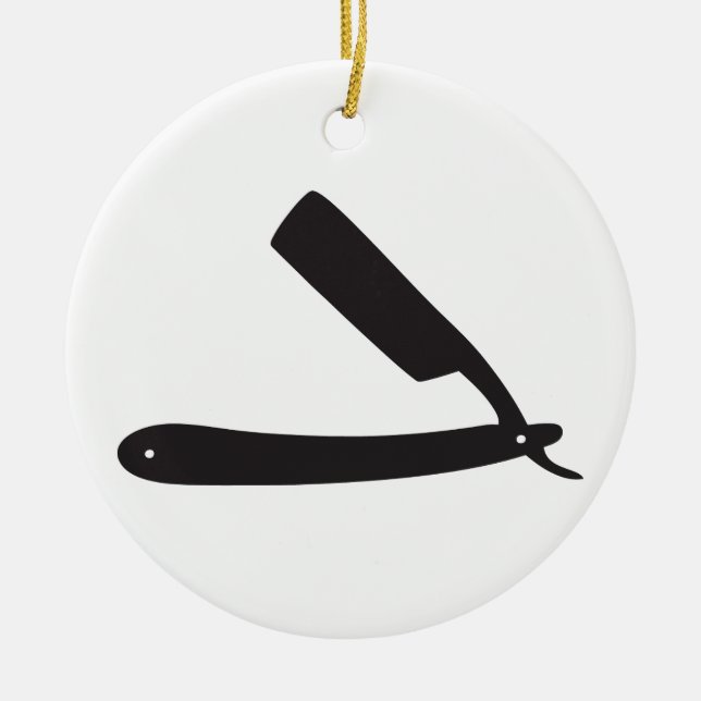 barbershop razor ceramic ornament (Front)