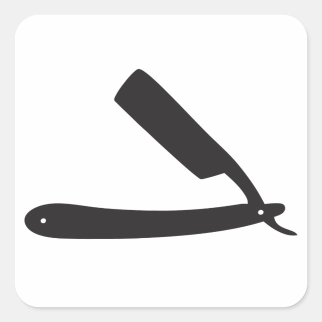 barbershop razor square sticker (Front)