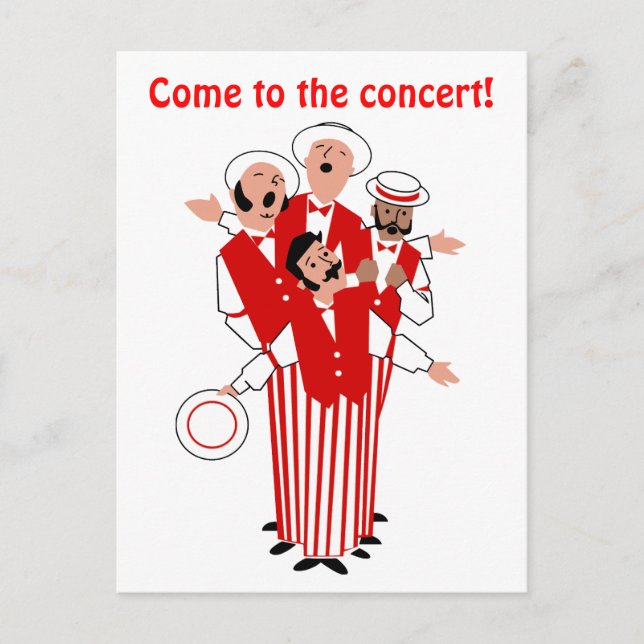 Barbershop Red Quartet Personalize Invitation (Front)