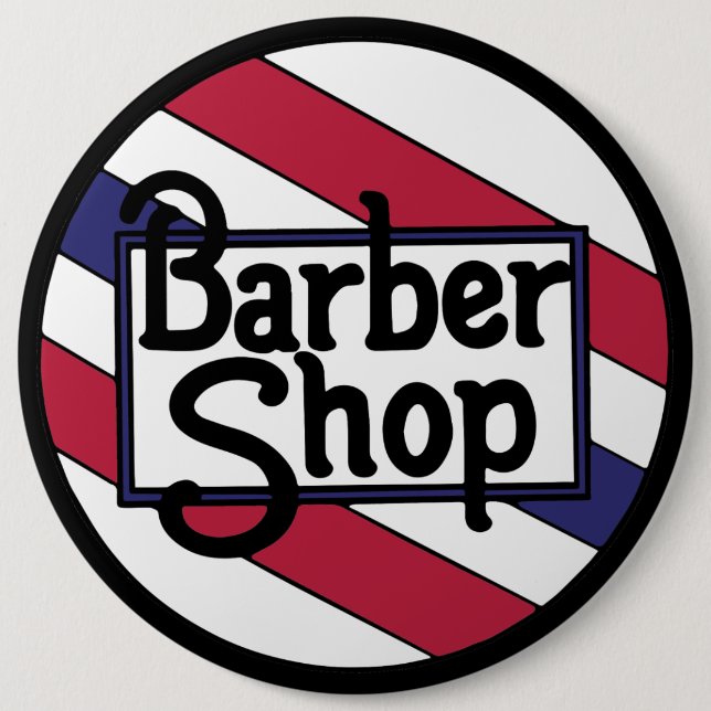 Barbershop Red White and Blue 6 Inch Round Button (Front)