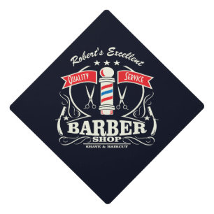 Barbershop Shave & Haircut Barberpole Graduate Graduation Cap Topper
