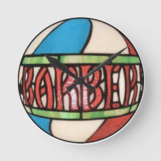 Barbershop Stained Glass Globe Clock