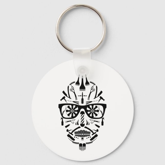 barbershop sugar skull keychain (Front)
