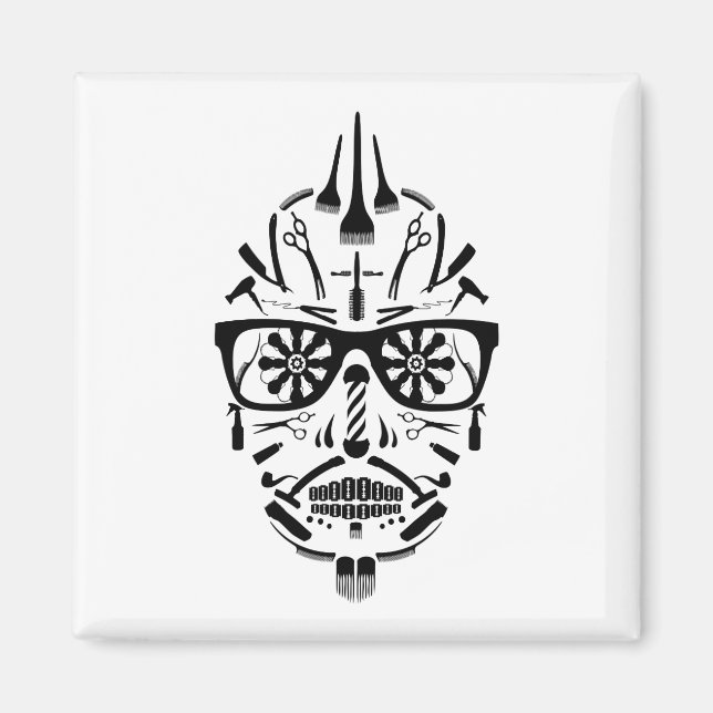 barbershop sugar skull magnet (Front)