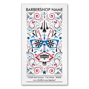 barbershop sugar skull 	Magnetic business card