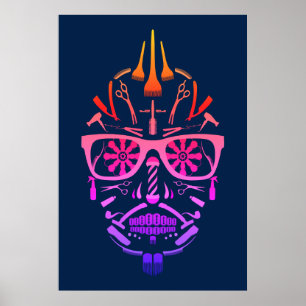 barbershop sugar skull poster