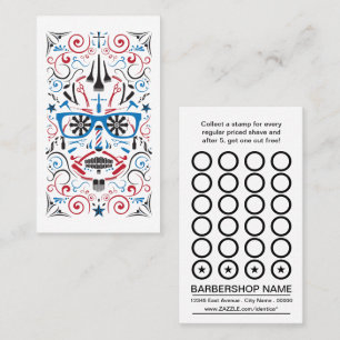barbershop sugar skull punch card