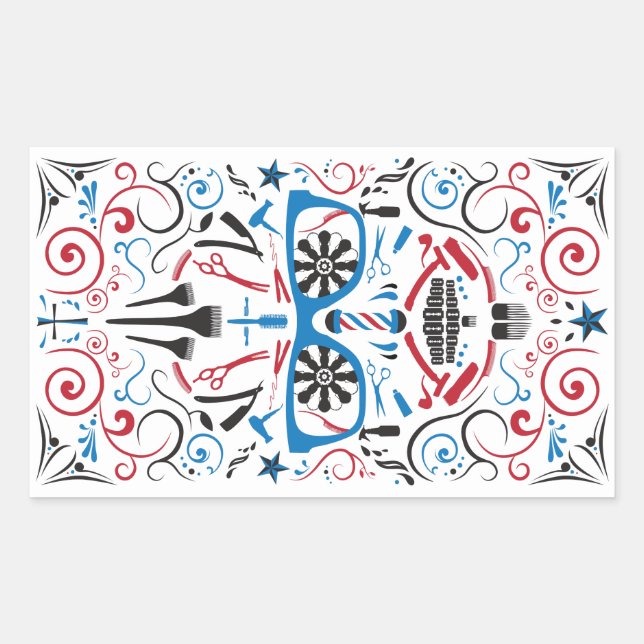 barbershop sugar skull sticker (Front)