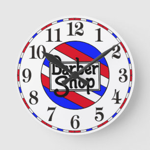 Barbershop Traditional Stripes Round Clock