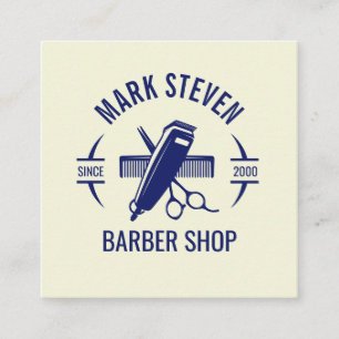 Barbershop Vintage Beige Color Hair stylish Square Business Card