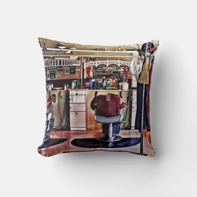 Barbershop With Coat Rack Throw Pillow (Front)