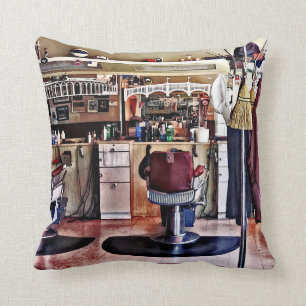 Barbershop With Coat Rack Throw Pillow