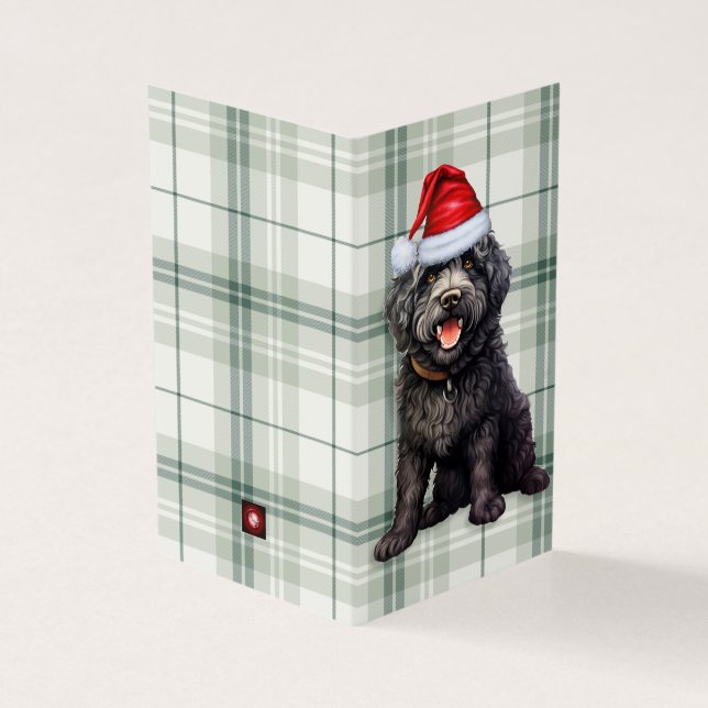 Barbet Christmas Chien Vert Vacances Plaid (Outside)