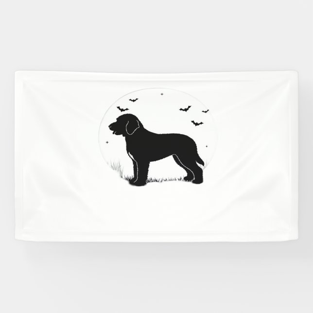 Barbet Dog – Halloween Moon Silhouette Oversized T Banner (Horizontal)
