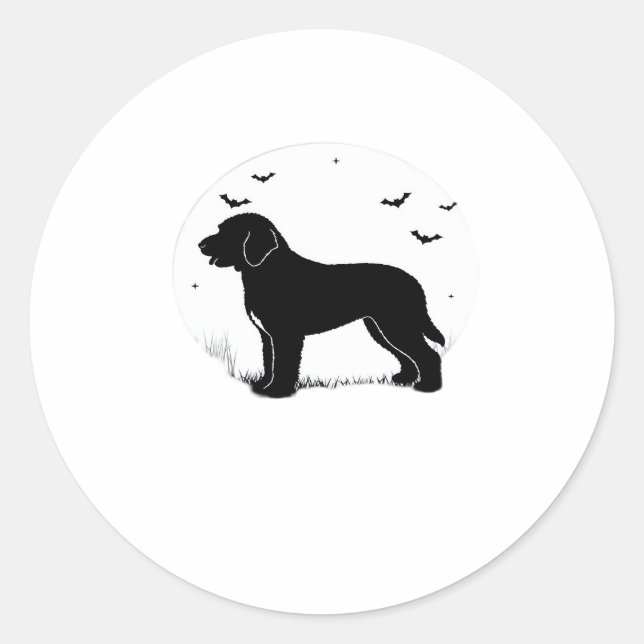 Barbet Dog � Halloween Moon Silhouette Oversized T Classic Round Sticker (Front)
